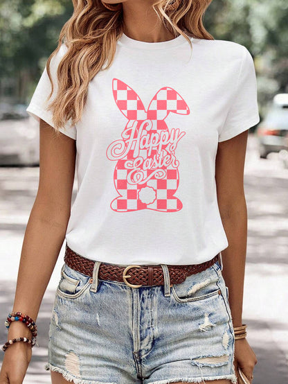 Women's Minimalist Printed Casual Round Neck Short Sleeved Shirt