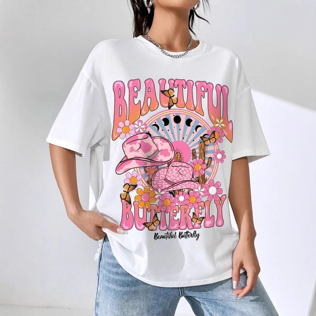 Women's World Printed T-shirt Casual Loose