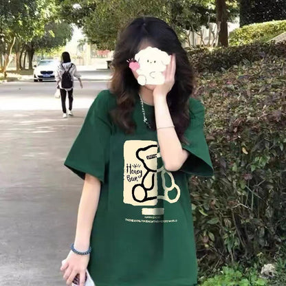 Bear Cotton Short Sleeve Loose Casual