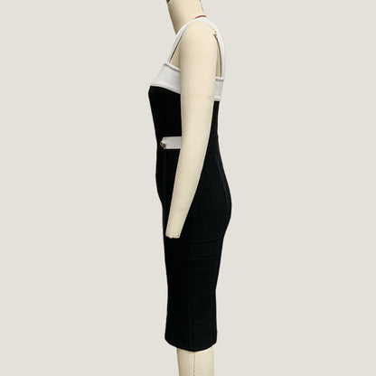 Cross-border European And American Color-Block Bandage Dress