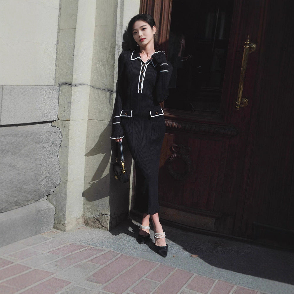 Chanel-inspired Subtly Luxurious Figure-hugging Knit Dress With An Elegant Design