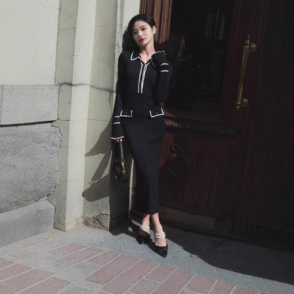 Chanel-inspired Subtly Luxurious Figure-hugging Knit Dress With An Elegant Design