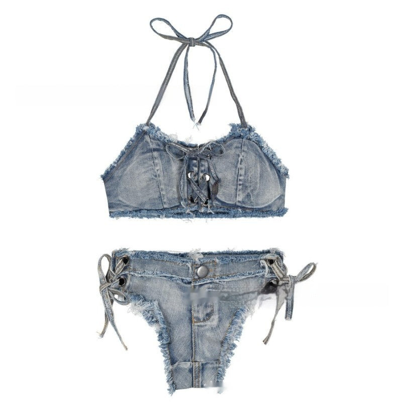 Pole Dance Clothing Women's Denim Bikini Underwear Ds Lead Dance Costume