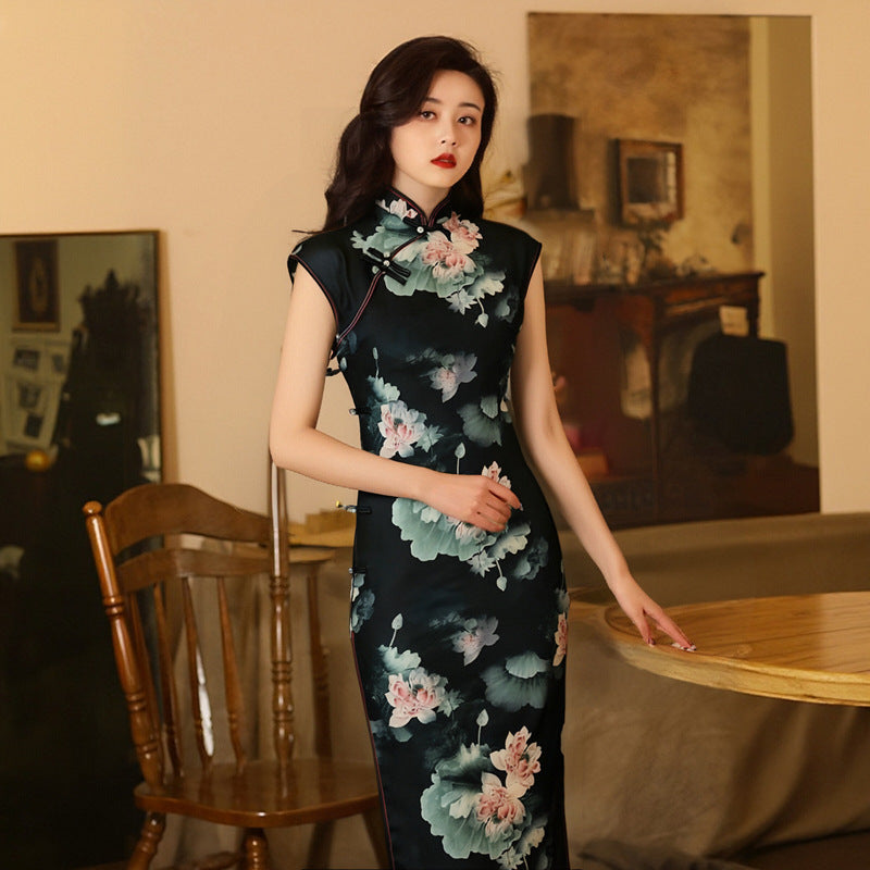 Fashionable Minimalist Chinese Style Design Slim Fit Womens Dress