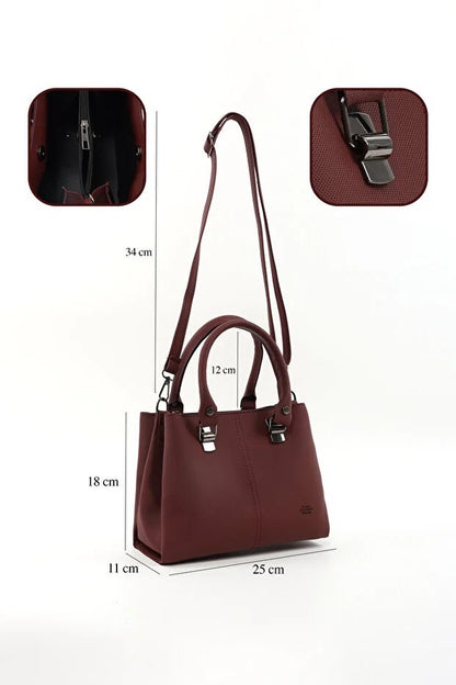 Brown Faux Leather Handbag
