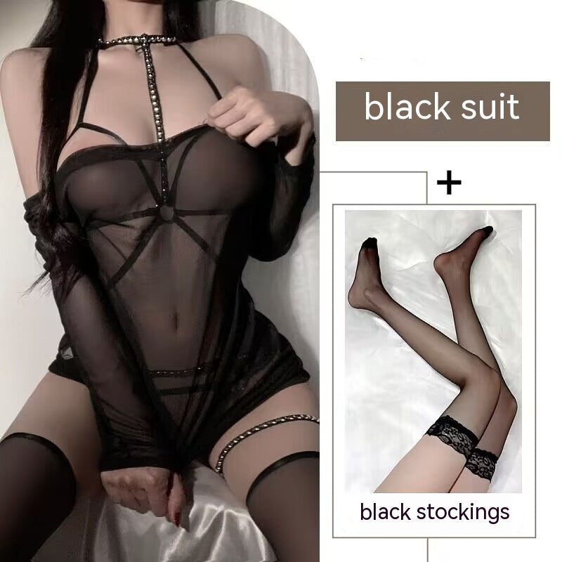 Pure Desire Wind Strap One-piece Nightdress Underwear Suit