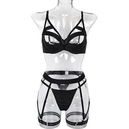 Three-piece Splicing Push-up Underwire Underwear Set