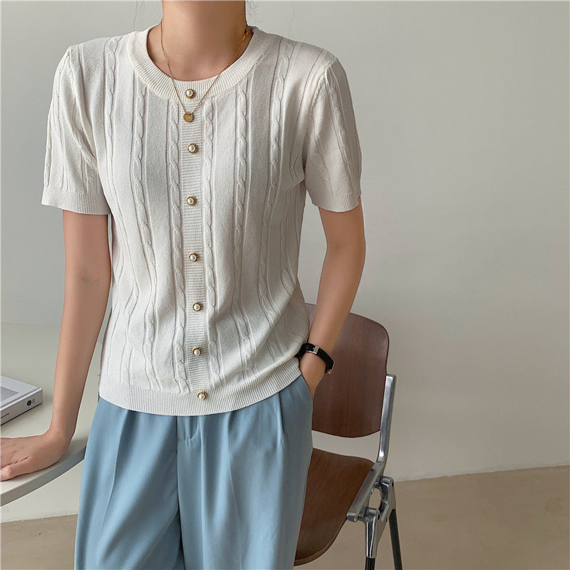 Slim-fit Base Ice Silk Short-sleeved T-shirt Pin Top