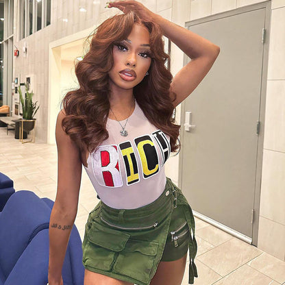 Street Style Women's Hot Girl Slim-fit Letters Vest Top