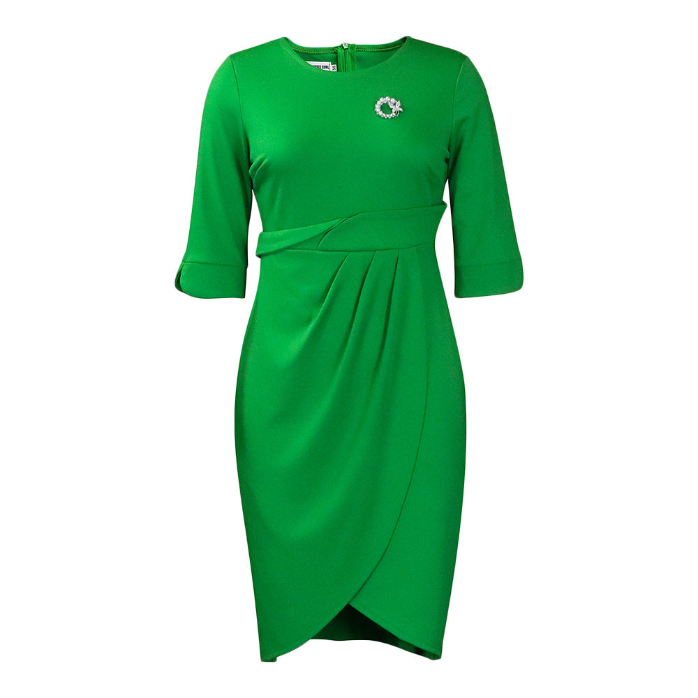 Elegant Sophisticated Pleated Dress In European And American Styles