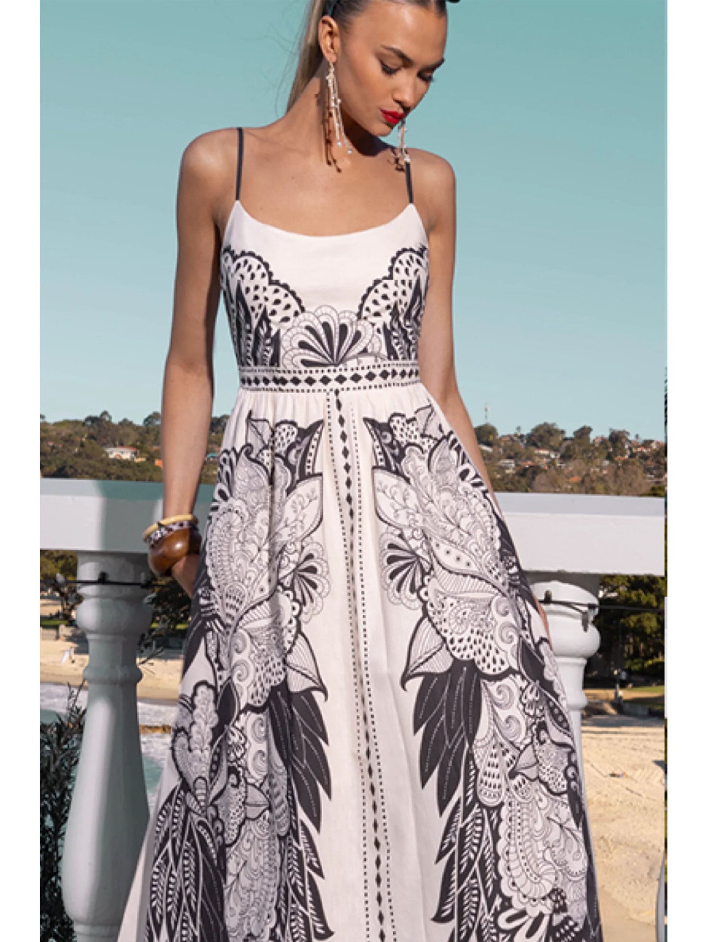 Printed Large Swing Fashionable Sweet Camisole Dress