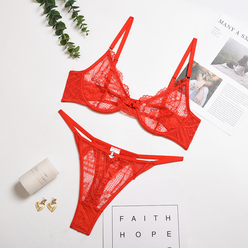 New Women's Multi-color Perspective Lace Underwear Set