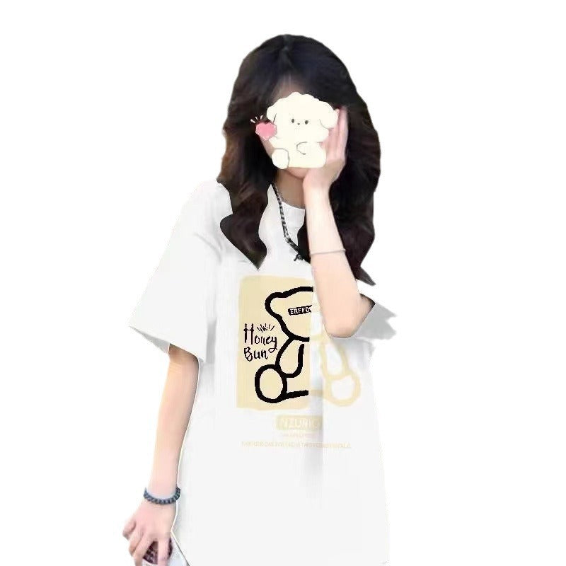 Bear Cotton Short Sleeve Loose Casual