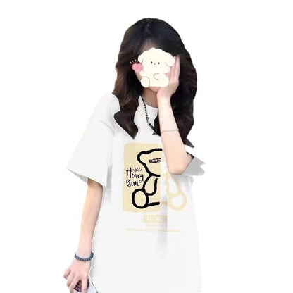 Bear Cotton Short Sleeve Loose Casual