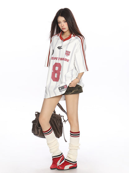 Sports Style Jersey Short-sleeved Casual Top Trendy Women