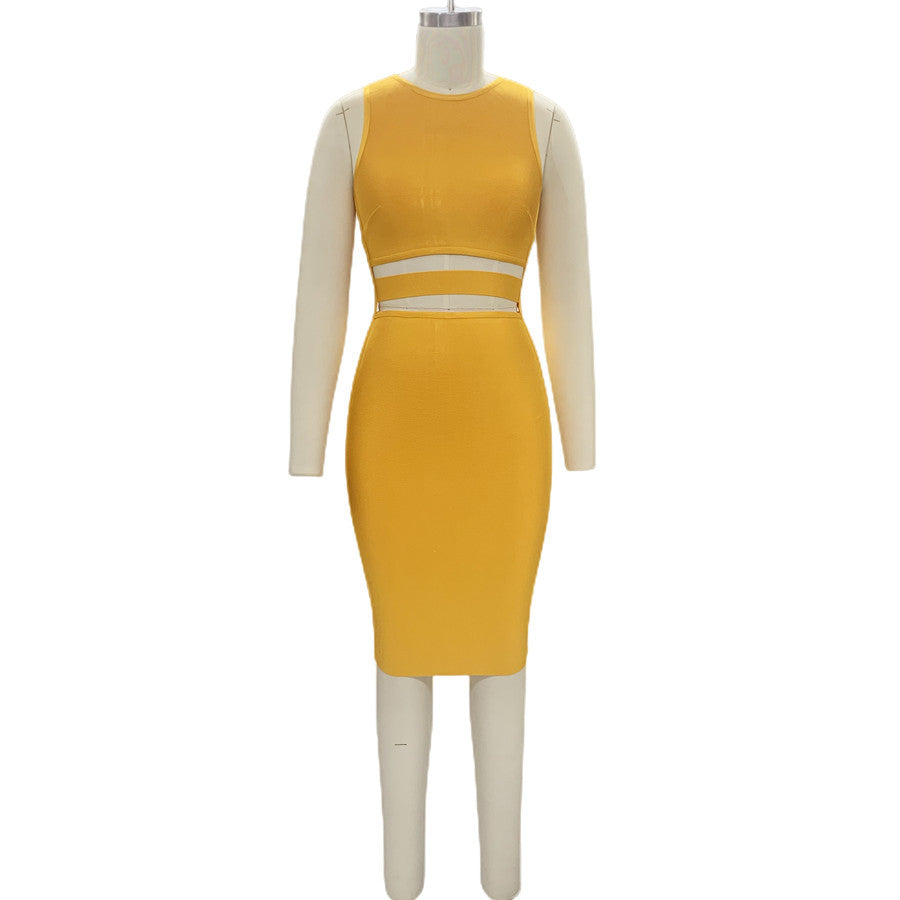 Womens Casual Sexy Tight-fitting Bandage Knee-length Sheath Dress